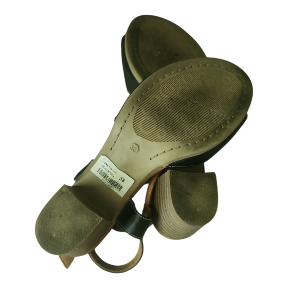 La Pinta Black Brown Leather Sandals Size 38 (US 7.5–8) Slingback Heels - Picture 6 of 9